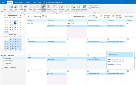 View Outlook Calendar